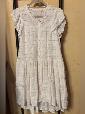dylan White Eyelet Sundress with Ruffle Straps Size S